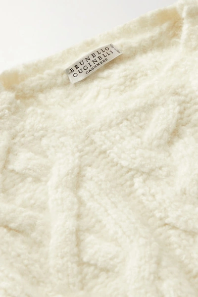 Shop Brunello Cucinelli Cable-knit Cashmere-blend Sweater In Ivory