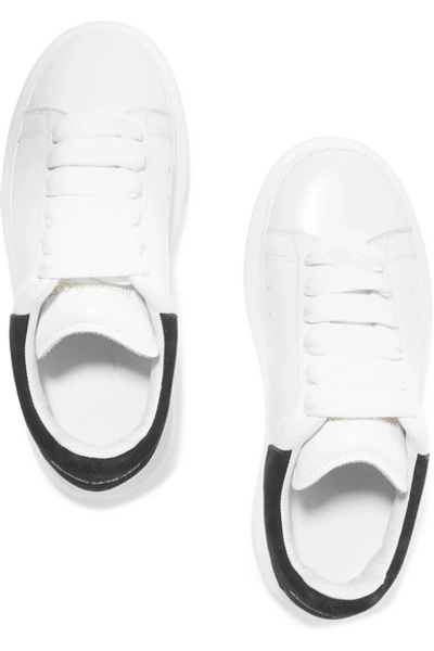 Shop Alexander Mcqueen Suede-trimmed Leather Exaggerated-sole Sneakers In White