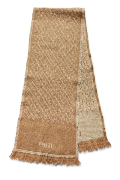 Pre-owned Fendi Beige Zucchino Wool Scarf
