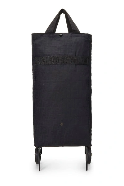 Pre-owned Fendi Black Zucca Canvas Trolly Bag