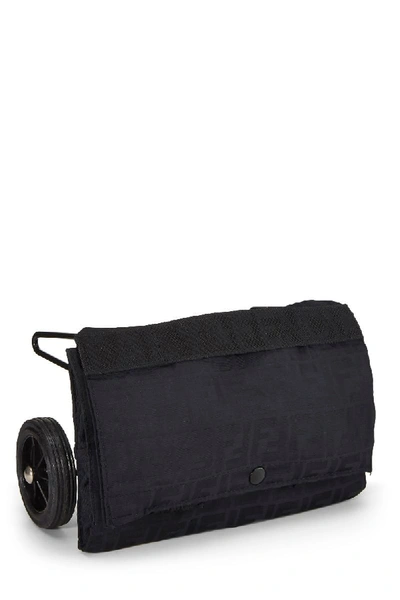Pre-owned Fendi Black Zucca Canvas Trolly Bag