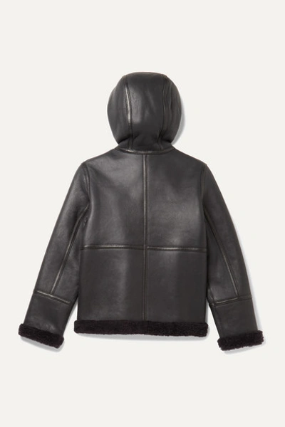 Shop Yves Salomon Age 12 Hooded Shearling Jacket In Black