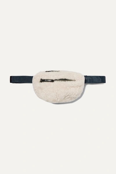 Shop Yves Salomon Shearling And Canvas Belt Bag In White