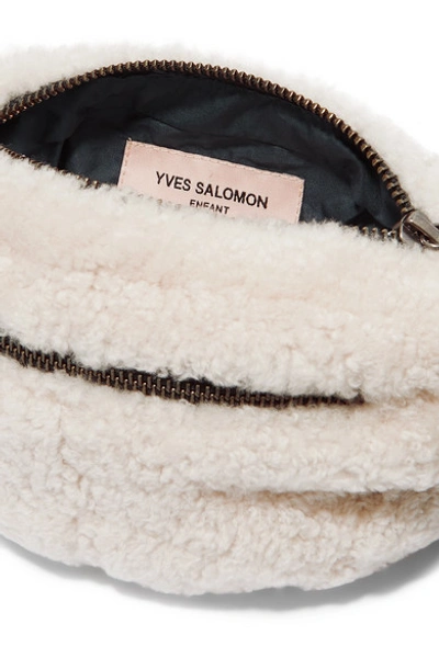 Shop Yves Salomon Shearling And Canvas Belt Bag In White