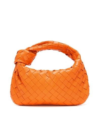 Shop Bottega Veneta Bv Jodie Mini Intrecciato Leather Tote In Orange