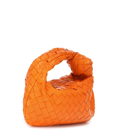 Shop Bottega Veneta Bv Jodie Mini Intrecciato Leather Tote In Orange