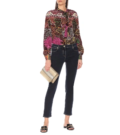 Shop Valentino Printed Silk-crêpe Blouse In Multicoloured