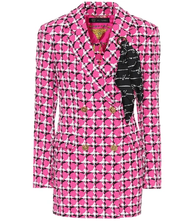 Shop Versace Cotton-blend Tweed Blazer In Pink