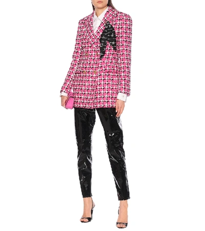 Shop Versace Cotton-blend Tweed Blazer In Pink