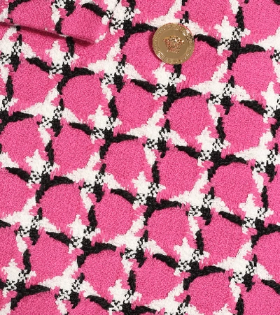Shop Versace Cotton-blend Tweed Blazer In Pink