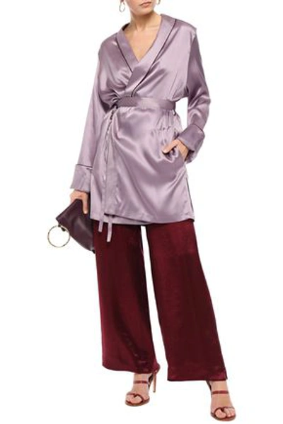 Shop Ann Demeulemeester Silk-satin Robe In Lilac