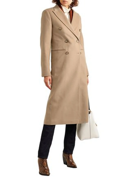 Shop Victoria Beckham Double-breasted Cashmere-felt Coat In Sand