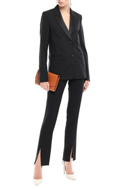 Shop Victoria Beckham Satin-trimmed Wool And Mohair-blend Blazer In Black