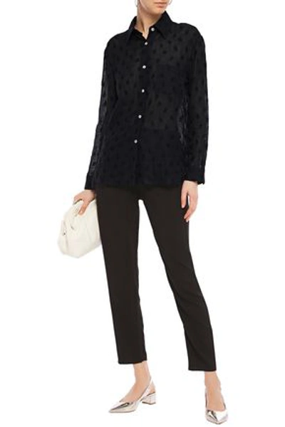 Shop Mansur Gavriel Layered Embroidered Linen-blend Gauze Shirt In Navy