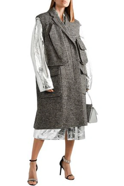 Shop Calvin Klein 205w39nyc Oversized Houndstooth Wool-blend Vest In Gray