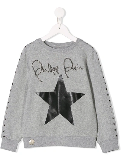 Shop Philipp Plein Junior Studs Sweatshirt In Grey