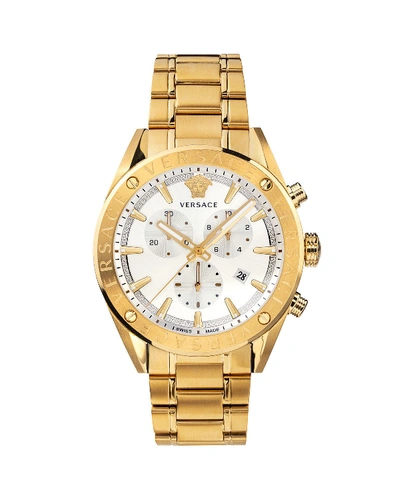 Shop Versace Men's 44mm Chronograph Gold Ip Bracelet Watch