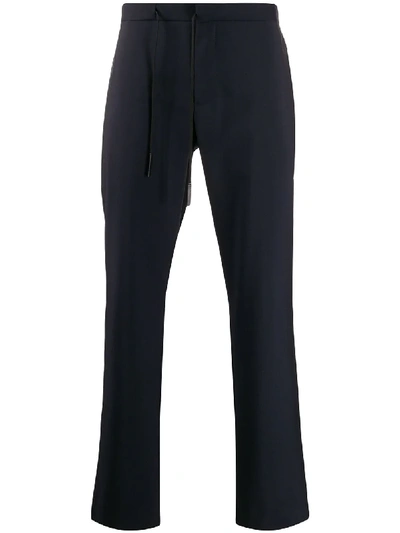 Shop Maison Margiela Drawstring Cropped Trousers In Blue