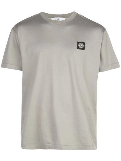 Shop Stone Island Logo Patch Cotton T-shirt In Grey