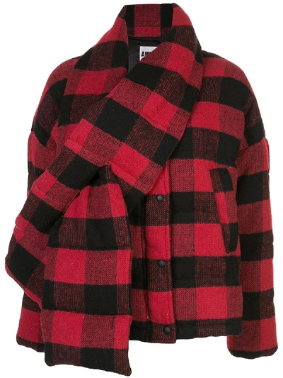 Shop Apparis Plaid Puffer Jacket In Red