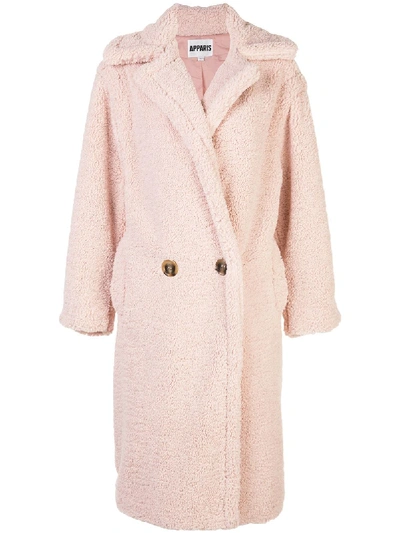 Shop Apparis Daryna Faux-shearling Oversized Coat In Pink