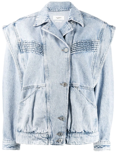 Shop Isabel Marant Étoile Off-centre Buttoned Denim Jacket In Blue
