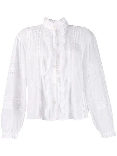 Shop Isabel Marant Étoile Ruffled Bib Valda Shirt In White