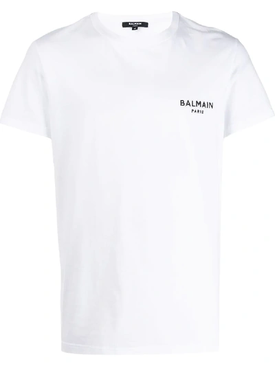 Shop Balmain T-shirt Mit Logo-stickerei In 白色