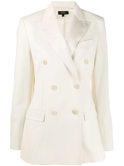 Shop Theory Fitted Double-breasted Blazer In White