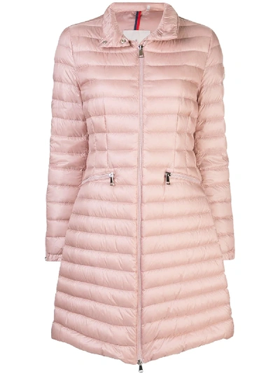 Shop Moncler Mid Length Padded Jacket In Pink