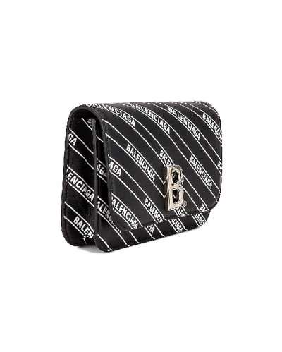 Shop Balenciaga B Logo Wallet On Chain Bag In Black & White