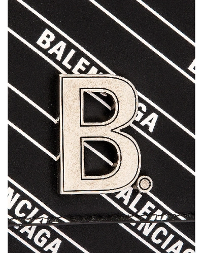 Shop Balenciaga B Logo Wallet On Chain Bag In Black & White