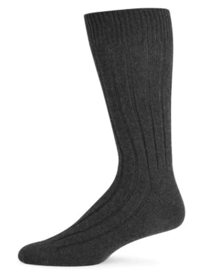 Shop Marcoliani Men's Ribbed Cashmere Socks In Charcoal