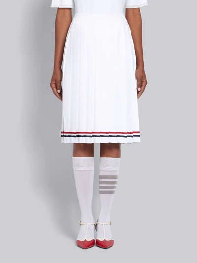 Shop Thom Browne White Viscose Elite Pleated Skirt
