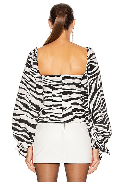 Shop Attico Balloon Sleeve Tie Top In Zebra