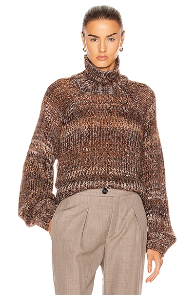 Shop The Range Fog Mohair Knit Gradient Turtleneck Sweater In Brown In Whiskey Gradient