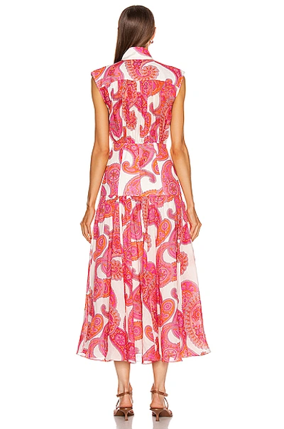 Shop Zimmermann Peggy Sleeveless Shirt Dress In Magenta Ivory Paisley