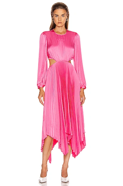 A.l.c Naples Pleated Cutout Handkerchief Dress In Grapefruit