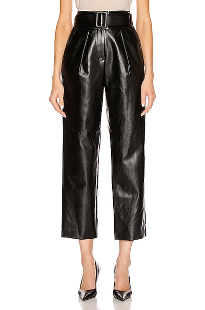 Shop Self-portrait Faux Leather High Waist Trouser Pant In Black