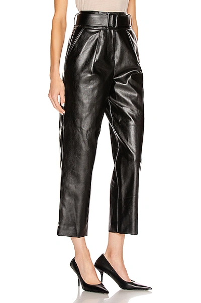 Shop Self-portrait Faux Leather High Waist Trouser Pant In Black