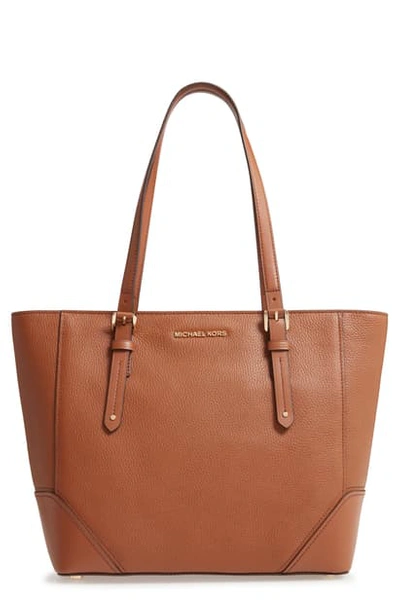 Shop Michael Michael Kors Large Leather Tote In Luggage