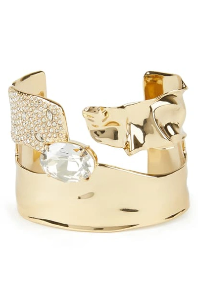 Shop Alexis Bittar Crumpled Metal Solitaire Cuff In Gold