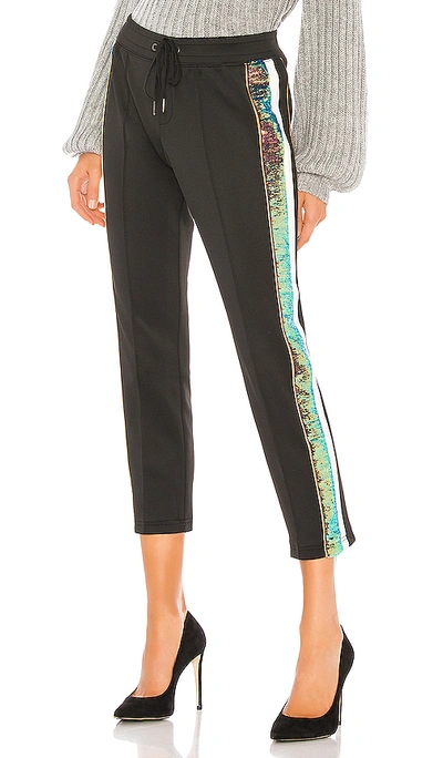 Shop Pam & Gela Sequin Stripe Crop Track Pant In Black