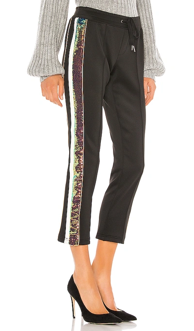 Shop Pam & Gela Sequin Stripe Crop Track Pant In Black