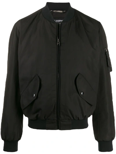 Shop Dolce & Gabbana Heritage Print Bomber Jacket In Nero