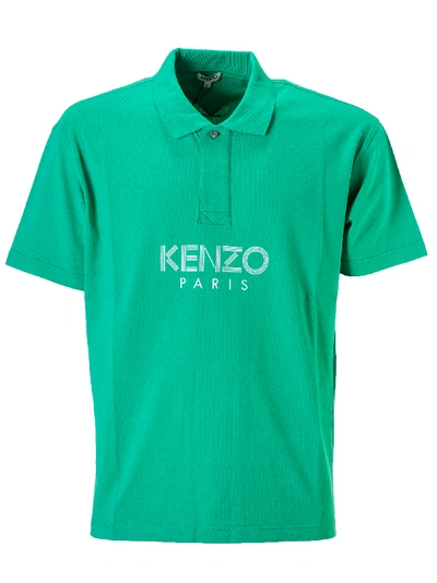 Shop Kenzo Logo Front Polo Shirt In Green