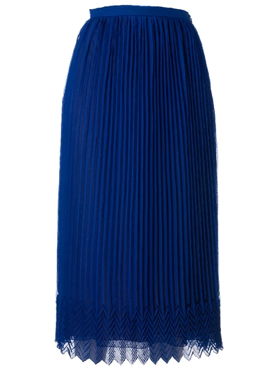 Shop Marco De Vincenzo Pleated Long Skirt In Bluette