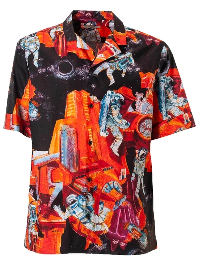 Shop Valentino Astronaut Print Shirt In Orange