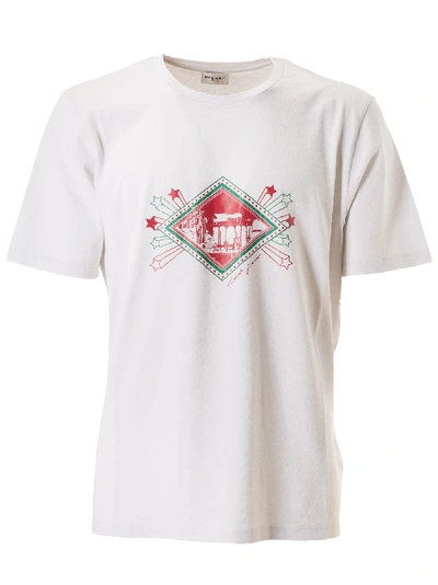 Shop Saint Laurent Printed Detail T-shirt In Dirty Ecru/rouge/ver