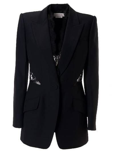 Shop Alexander Mcqueen Laced Detail Blazer In Black
